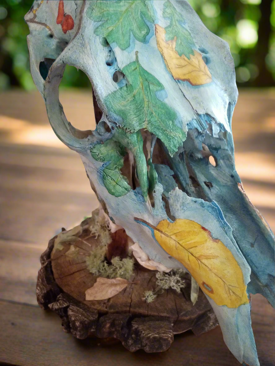 Hand Painted Cow Skull (Bovine Fall)