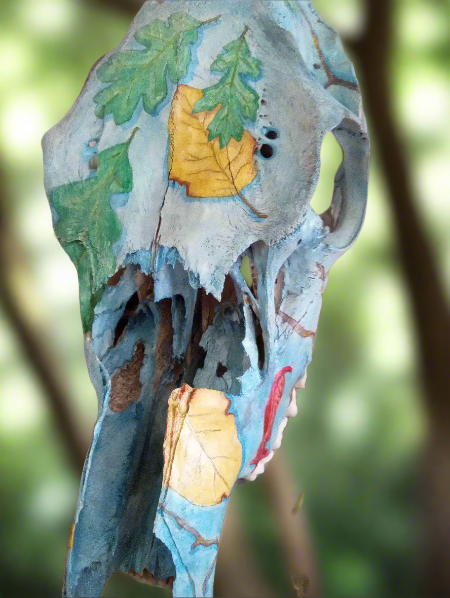 Hand Painted Cow Skull (Bovine Fall)